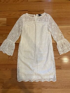J. Crew White Eyelet Cutout Shift Dress Sz 8 Tall